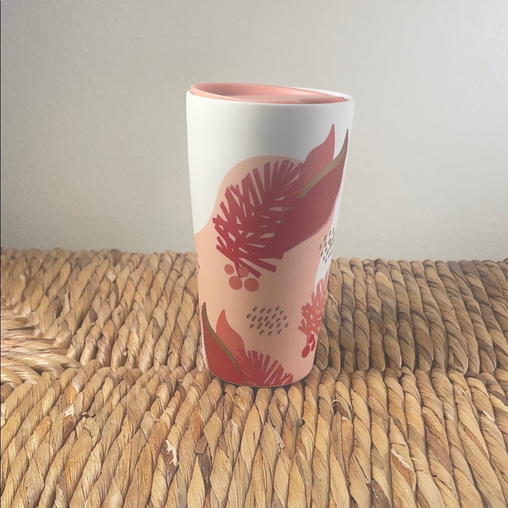 Starbucks White Tumbler with Pink Design